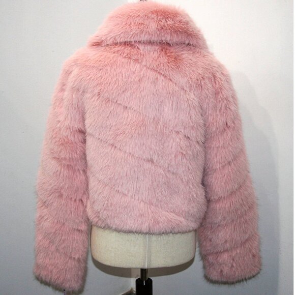 Avec Les Filles Luxurious Cropped Paneled Faux-Fur Coat in Blush sz XS $285 - Picture 14 of 16